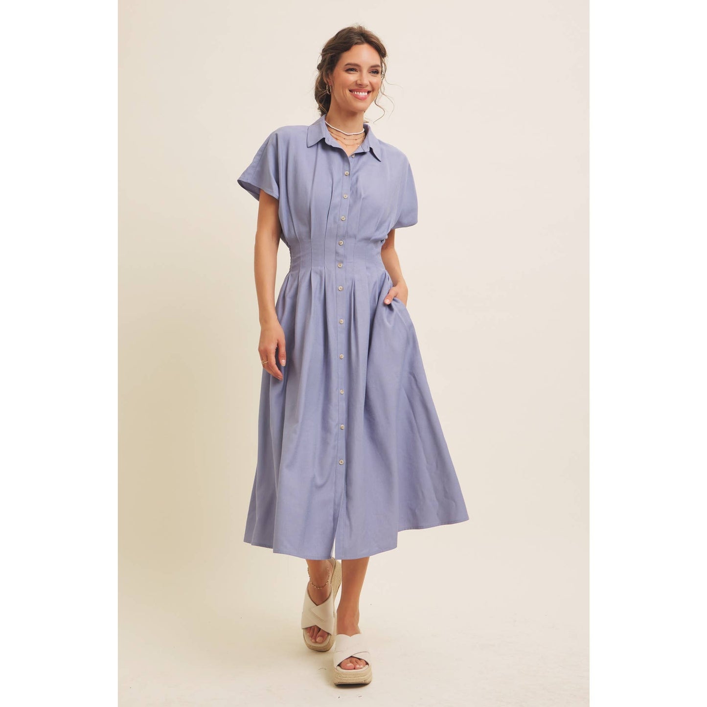 Annabelle Pleated Midi Dress