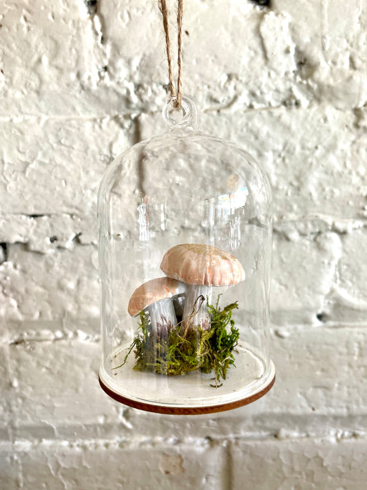 Glass Terrarium Mushroom Ornament