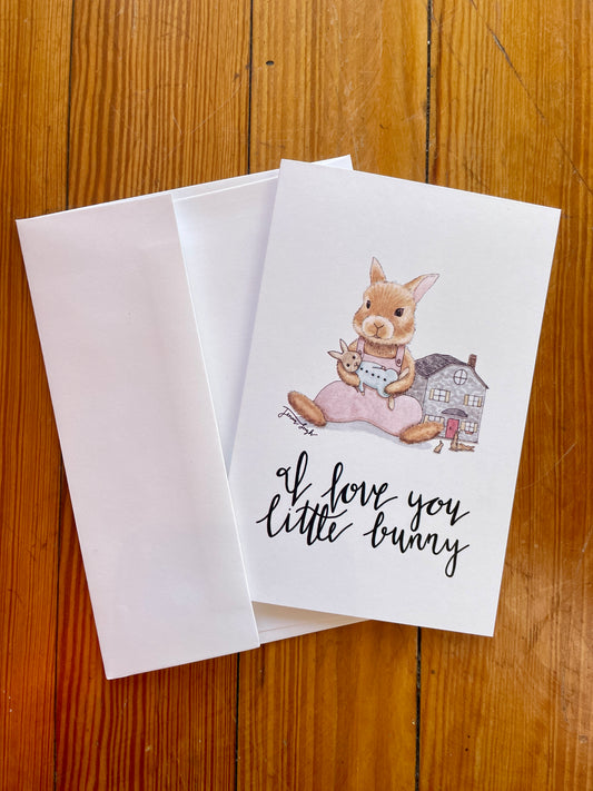 Baby Girl Bunny Card + Envelope - Jenna Leigh Design Co.
