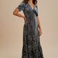 Embossed Velvet Button Down Maxi Dress