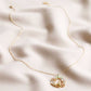 Crystal Flower and Enamel Bee Necklace - Gold