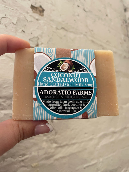 Coconut Sandalwood Goat Milk Soap - Adoratio Farms