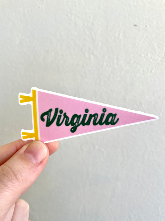 Virginia Pink + Evergreen Pennant Sticker