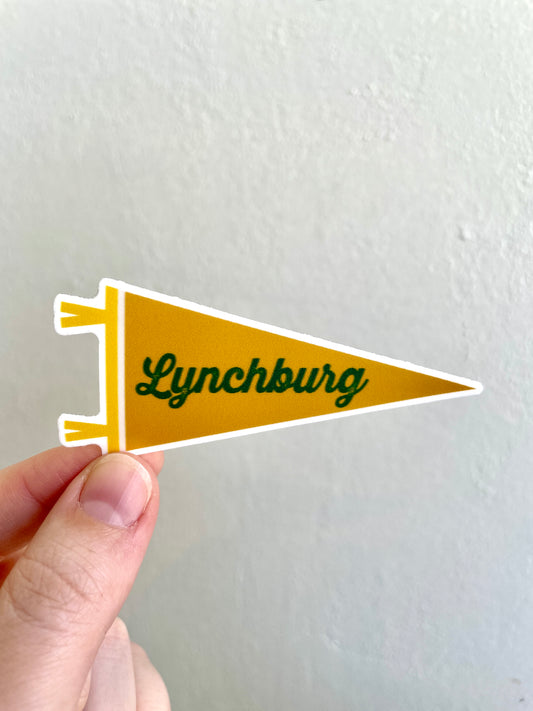 Lynchburg Mustard + Green Pennant Sticker