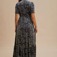 Embossed Velvet Button Down Maxi Dress