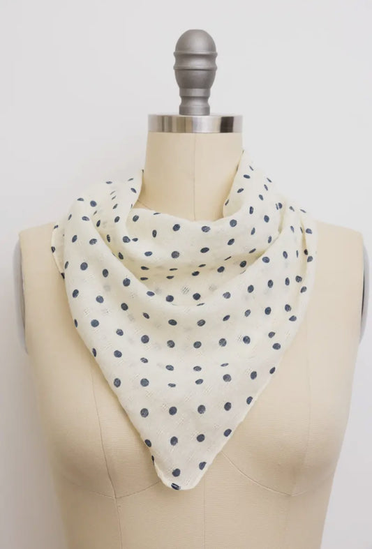 Navy & White Polka Dot Bandana