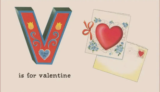 V is for Valentine Vintage Postcard