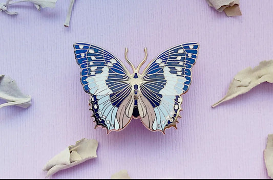 African Bluewing Butterfly Enamel Pin