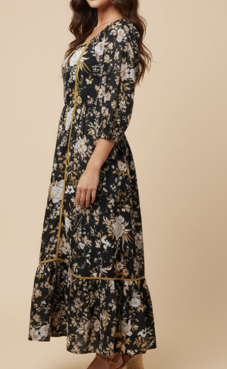 Autumn Florals Maxi Dress