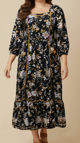 Autumn Florals Maxi Dress