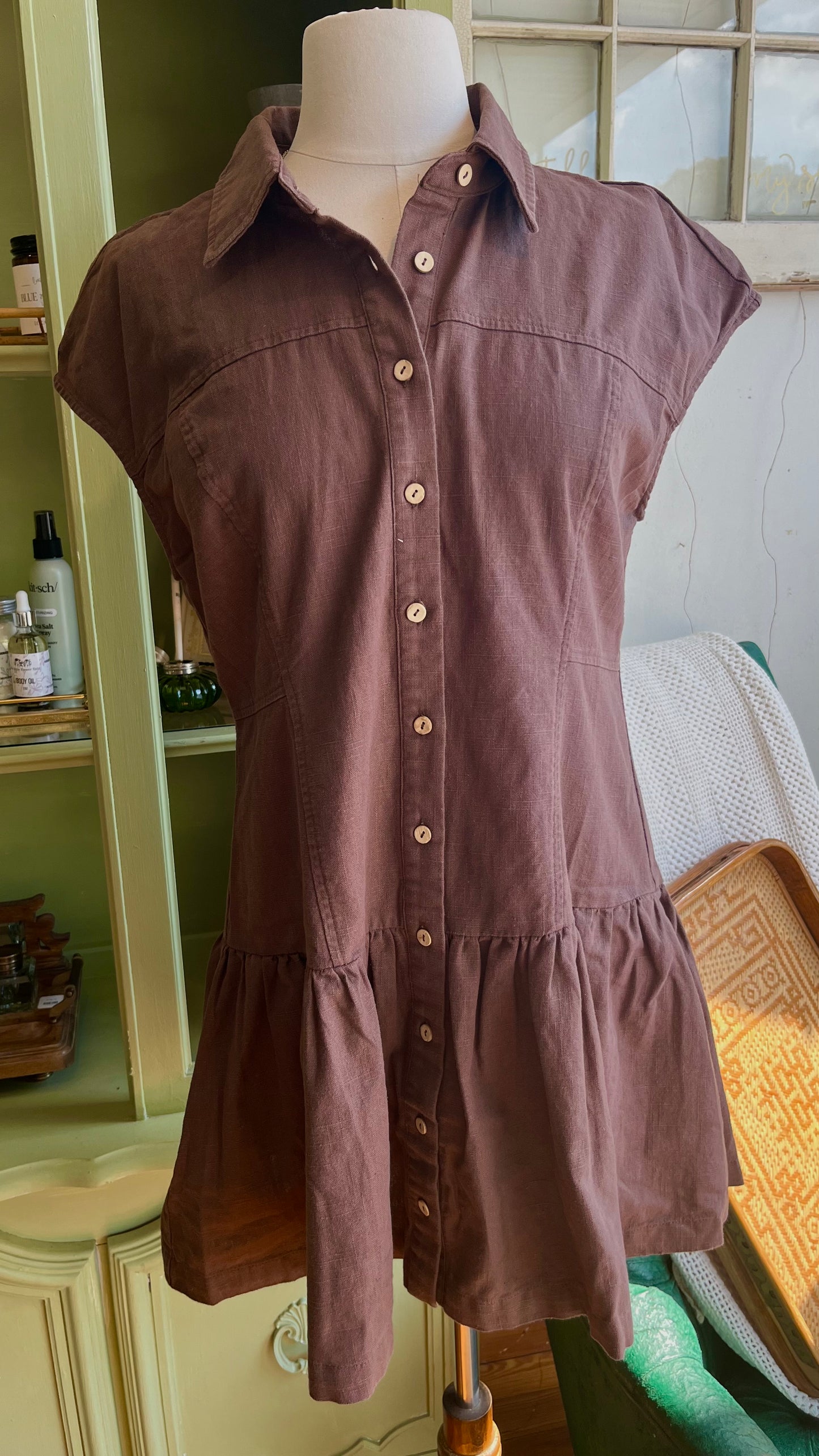 Caramel Dream Linen + Cotton Mini Dress