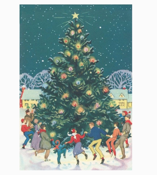 Rockin' Around the Christmas Tree Vintage Postcard