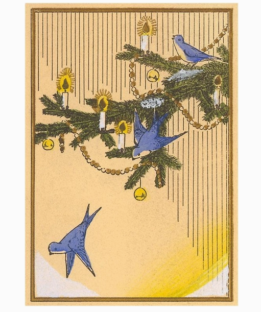 Blue Bird Christmas Vintage Postcard