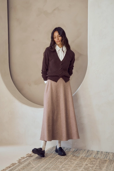 Golden Days Wool Midi Skirt