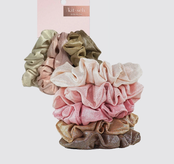 Blush Metallic Scrunchies