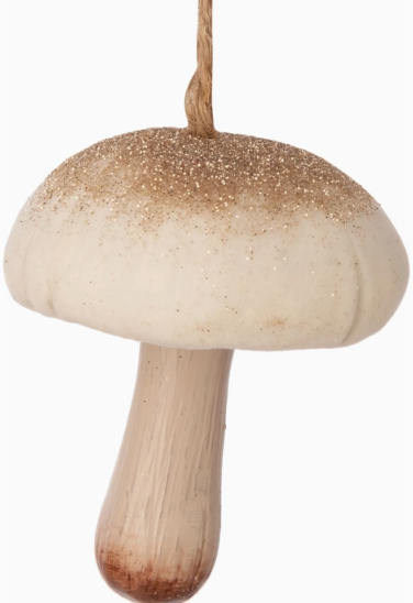 Glitter Wood Mushroom Ornaments