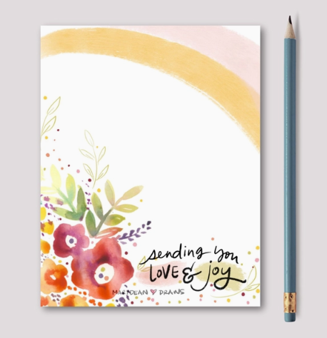 Sending Love and Joy Notepad - Marydean Draws