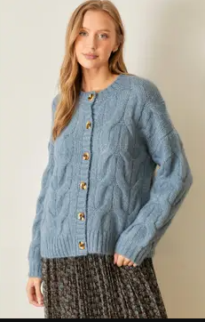 Snowed In Cardigan - Dusty Blue