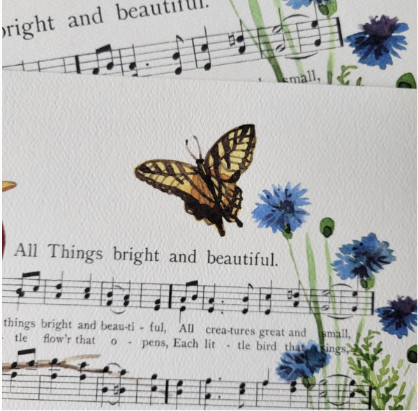 "All Things Bright and Beautiful" Floral Hymn Print - Marydean Draws