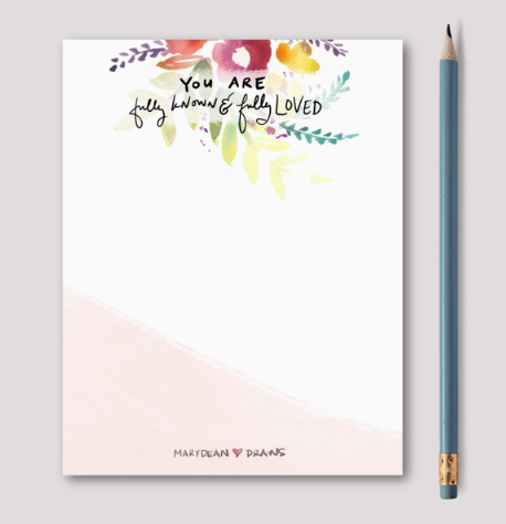 Fully Known, Fully Loved Notepad - Marydean Draws