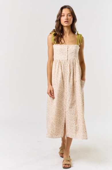 Flora Bow Tie Midi Dress