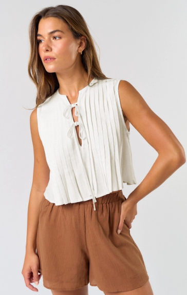 Perfect Pleats Bow Tie Top