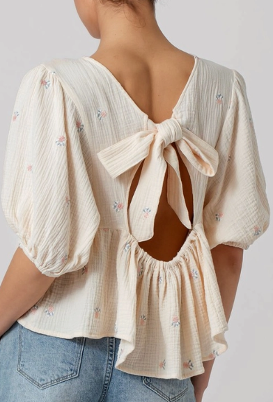 Rosy Bow Tie Top