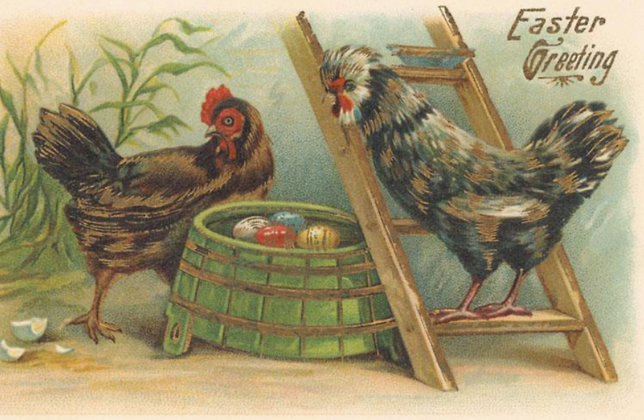 Easter on the Farm Vintage Postcard