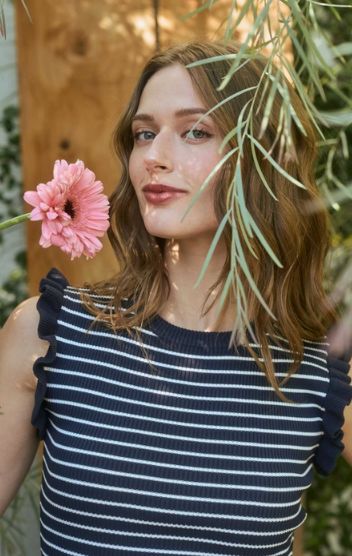 Ruffle Striped Top