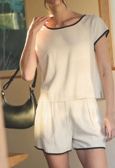 Latte Contrast Top