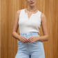 Snap Button Tank Top - White