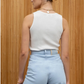 Snap Button Tank Top - White