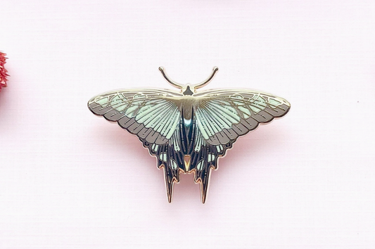 Glossy Bluebottle Butterfly Enamel Pin