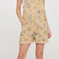 Watercolor Floral Shortalls - Khaki