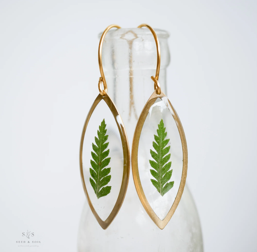 Marquise Fern Earrings - Seed and Soil