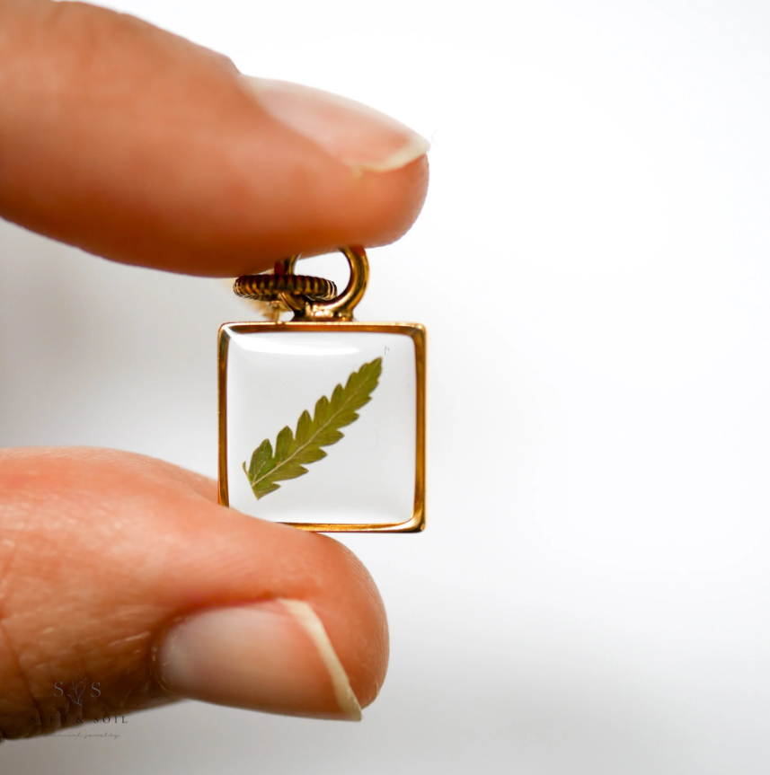 Mini Square Fern Necklace - Seed and Soil