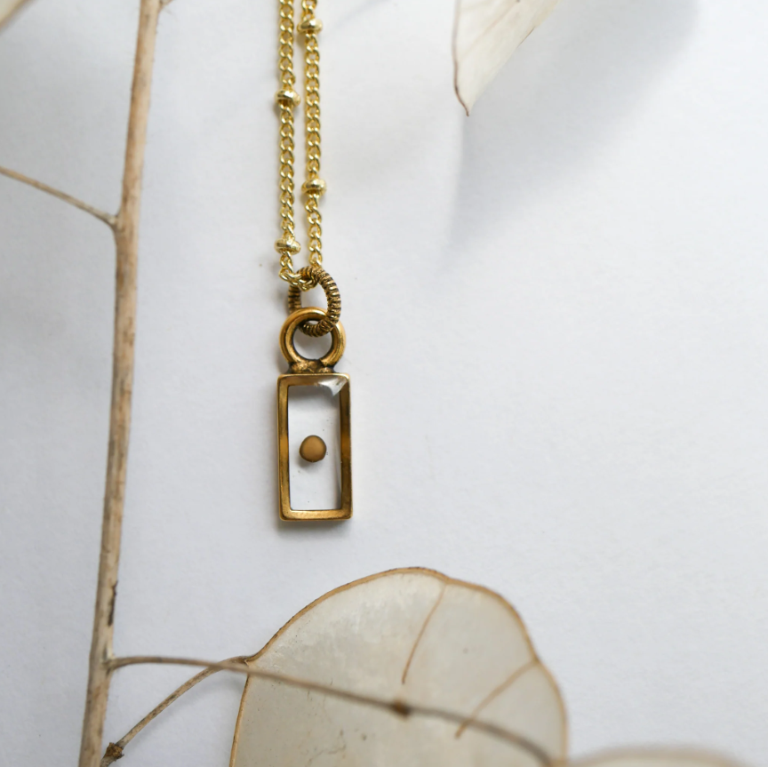 Tiny Bar Mustard Seed Necklace - Seed and Soil