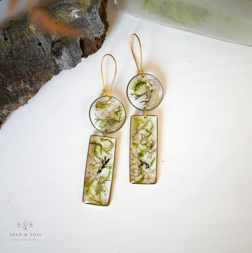 Modern Moss Earrings - Seed and Soil