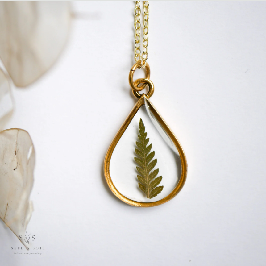 Large Teardrop Fern Necklace