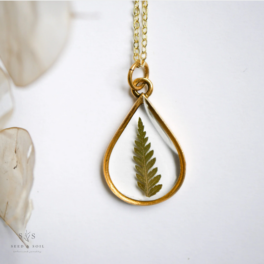 Large Teardrop Fern Necklace