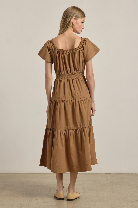 Kara Smocked Tiered Midi Dress