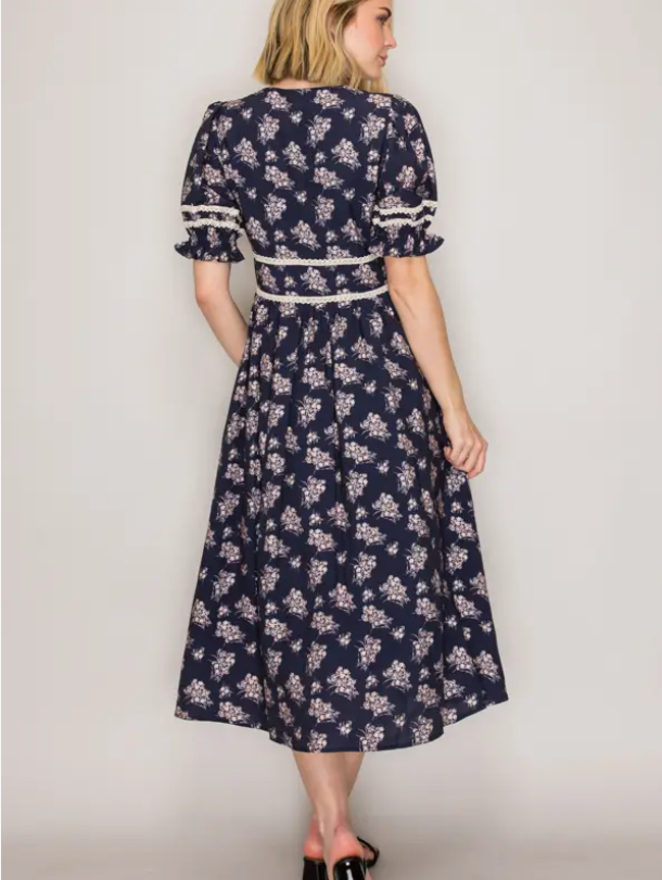 Bella Lace Trim Midi Dress