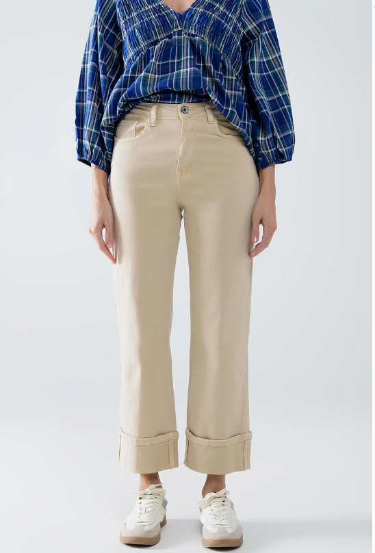 Ecru Straight Leg Pants