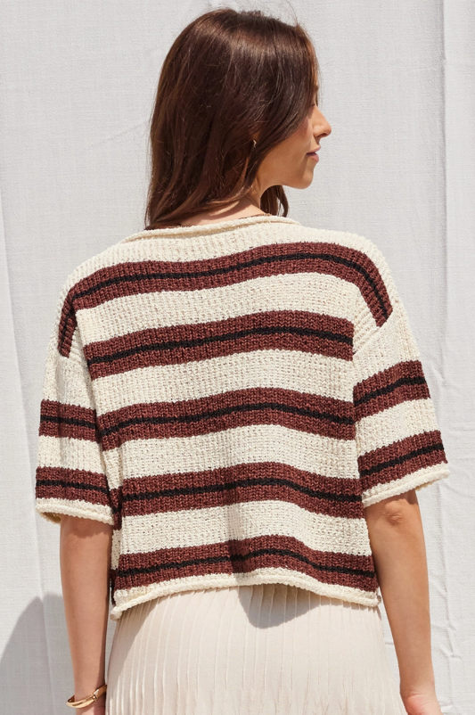 Mocha Knit Striped Top