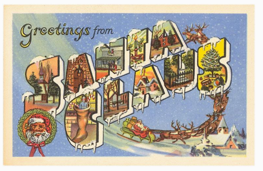 Greetings from Santa Vintage Postcard