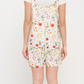 Watercolor Floral Shortalls - Cream