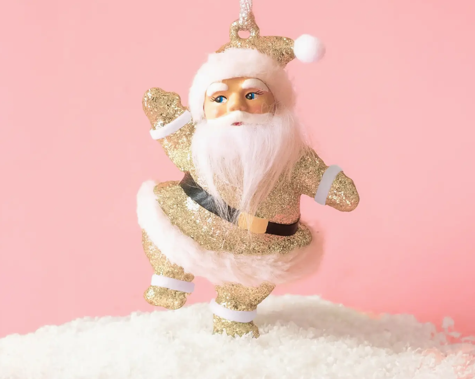 Retro Dancing Christmas Santa Ornament