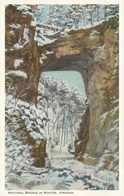Natural Bridge in Winter Vintage Postcard