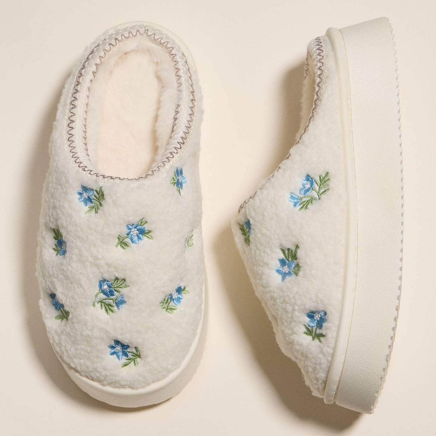 Winter Blossoms Embroidered Slippers