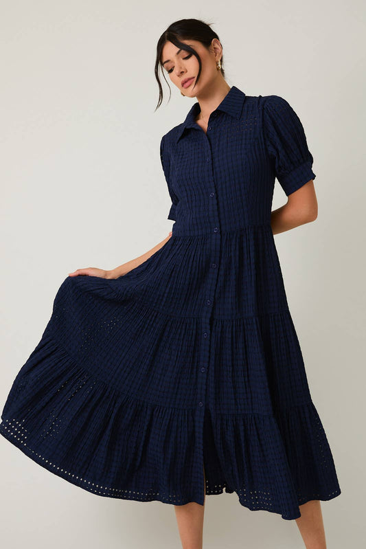 Carolina Checkered Button Down Midi Dress